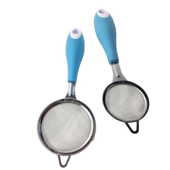 2pcs Stainless Steel Mesh Sieves Sifters Flour Colander Filter Flour Powder Kitchen Strainer for Baking Cooking (Small Size Large Size)