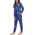 thumbnail image 3 of Fesfesfes Women's Elegant Homewear Five-Pointed Star Printed Casual Long Sleeve Round-Neck Blouses Pants Sets Soft Comfy Pajama Set(Blue#3,XL), 3 of 4