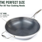 HexClad 12 inch Hybrid Stainless Steel Wok, Nonstick