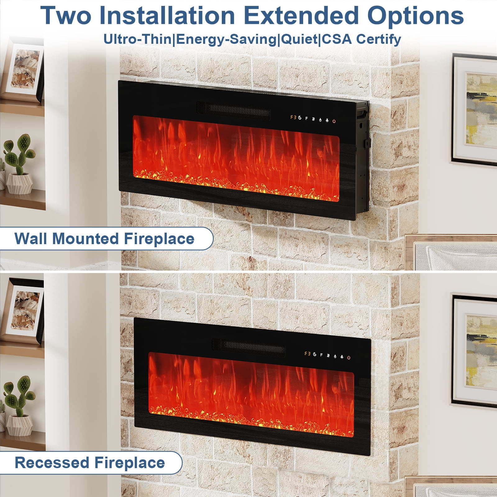 Redayfur 69" TV Stands with Electric Fireplace for TVs up to 80",Remote Control and LED Lights,Black