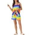 thumbnail image 2 of Conjuntos de pijama para mujeres INSPIRE CHIC, camisetas sin mangas con pantalones cortos, atuendos de lounge a rayas coloridas con bolsillos, 3XL azul, 2 of 6