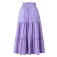 thumbnail image 3 of Women's Boho Floral Tiered Maxi Skirt - Drawstring High Waist Flowy Ruffle A Line for Summer Vacation Beach Party, 3 of 4