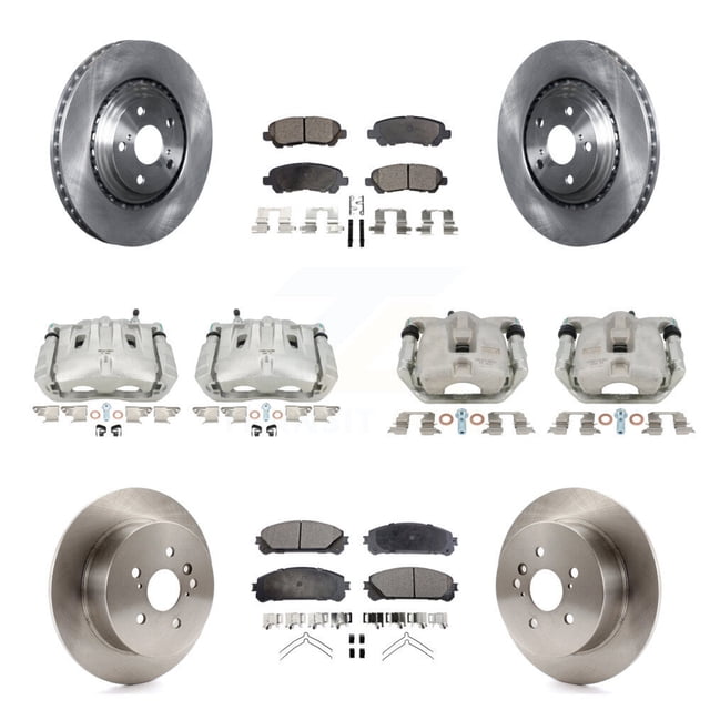Transit Auto Front Rear Disc Brake Caliper Rotors and Ceramic Pads Kit (10Pc) for Car Toyota Highlander KC8-101126T