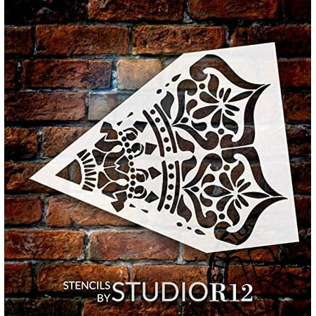 Stencil Designs Cd Mandala - India - Repeatable Design Stencil by StudioR12 | Reusable Mylar Template | Use to Paint Wood Signs - Pallets - Pillows - Wall Art - Floor Tile ()