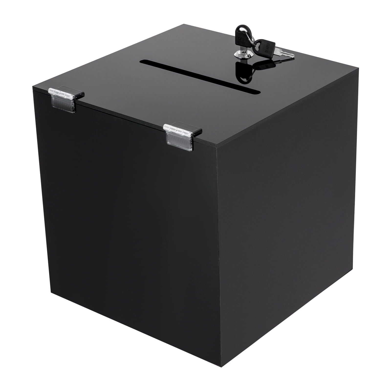 Modern Suggestion Box with Lock Acrylic Donation Box, Black Money Storage Square Container for Voting, Charity