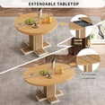 thumbnail image 3 of Extendable Round Dining Table for 6, Farmhouse Kitchen Table with a Removable Leaf, Solid Wood Dinner Table for Small Space, 42"-58" D x 42" W x 30’H, Natural, 3 of 9