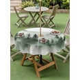 thumbnail image 5 of Outdoor Tablecloth with Umbrella Hole Zipper Foggy Forest Round Tablecloth 54" Waterproof Outside Table Cloth Green Mist Mountain Natural Landscape Patio Table Cover Tablecloths for Picnic Party, 5 of 8