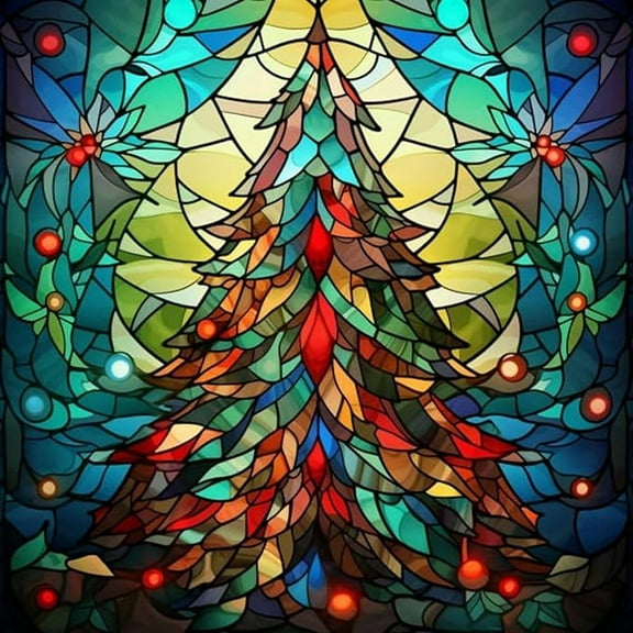 Christmas Tree Diamond Painting Kits 5D Diamond Painting,DIY Diamond Art Diamond Painting Kits for Adults,Round Full Drill Diamond,Diamond Dots Diamond Art Kits for Home Decor Gift-12x12inch