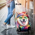 thumbnail image 3 of Hippie Shiba Inu Portrait Watercolor Tie-Dye Vintage Styles Travel Luggage Cover Shibas Dog Lovers Gifts Idea Suitcase Dust Protective Decor - 00014, 3 of 5