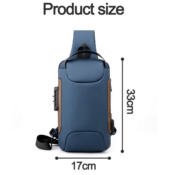 Bolso bandolera antirrobo, mochila impermeable para el pecho con carga USB,  mochila de hombro
