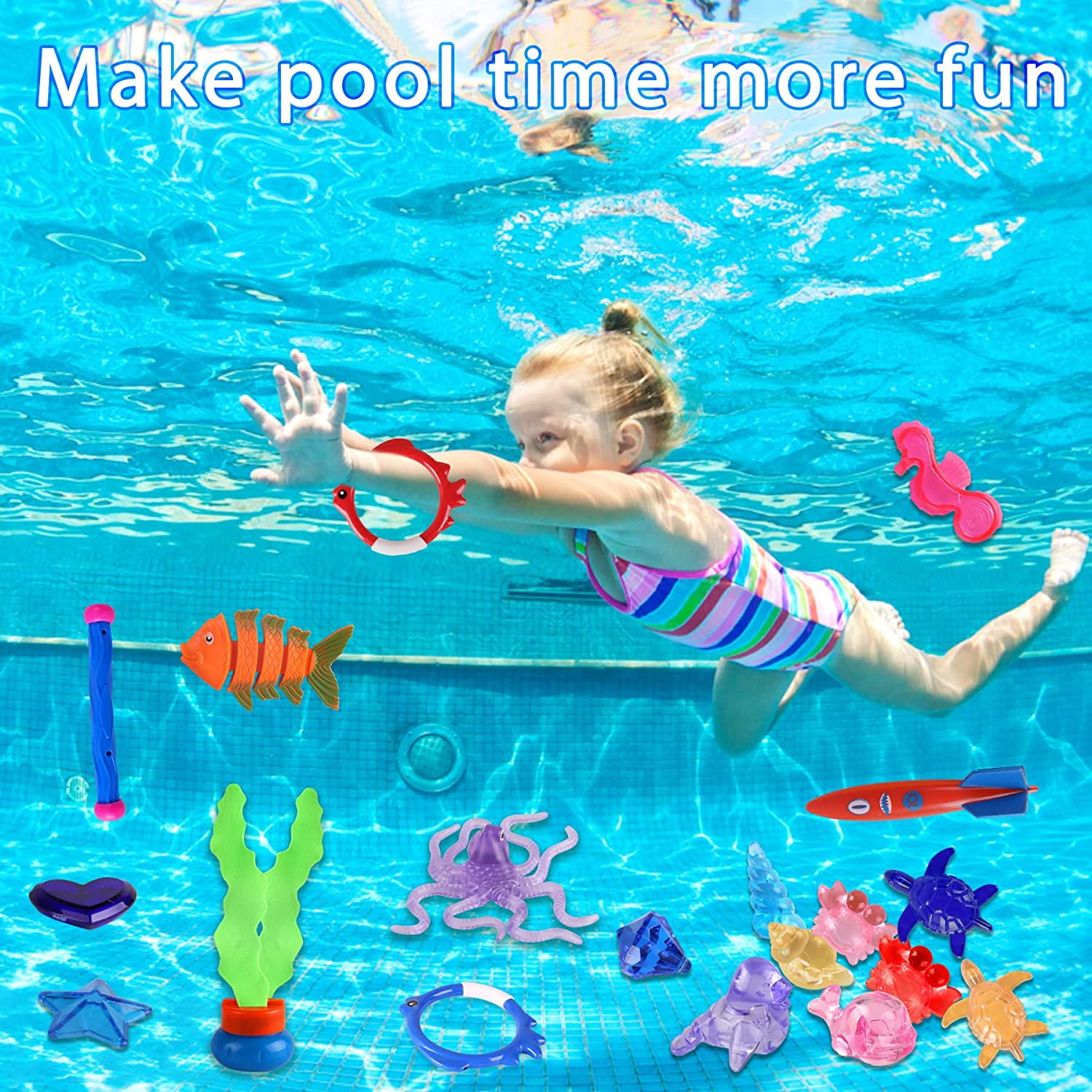 40 Pieces Sinking Dive Gems Underwater Swimming Toys Plastic Gem Toys for Summer Pool Beach Party Supplies Style Set 2 