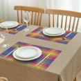 thumbnail image 3 of Multi Color Plaid Checkered Pattern Summer Placemats Table Placemats Set Of 4-Linen Kitchen Washable Placemats Table Mats 11.8"x17.7" Non-Slip Heat Resistant, 3 of 6