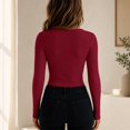 thumbnail image 6 of Kamentoy Women Long Sleeve Ribbed Fitted Sweaters Top | Soft Knitted Lightweight, Slim V Neck Shirts, Going Out Work Office Tops, Winter Layer Clothes, 6 of 6