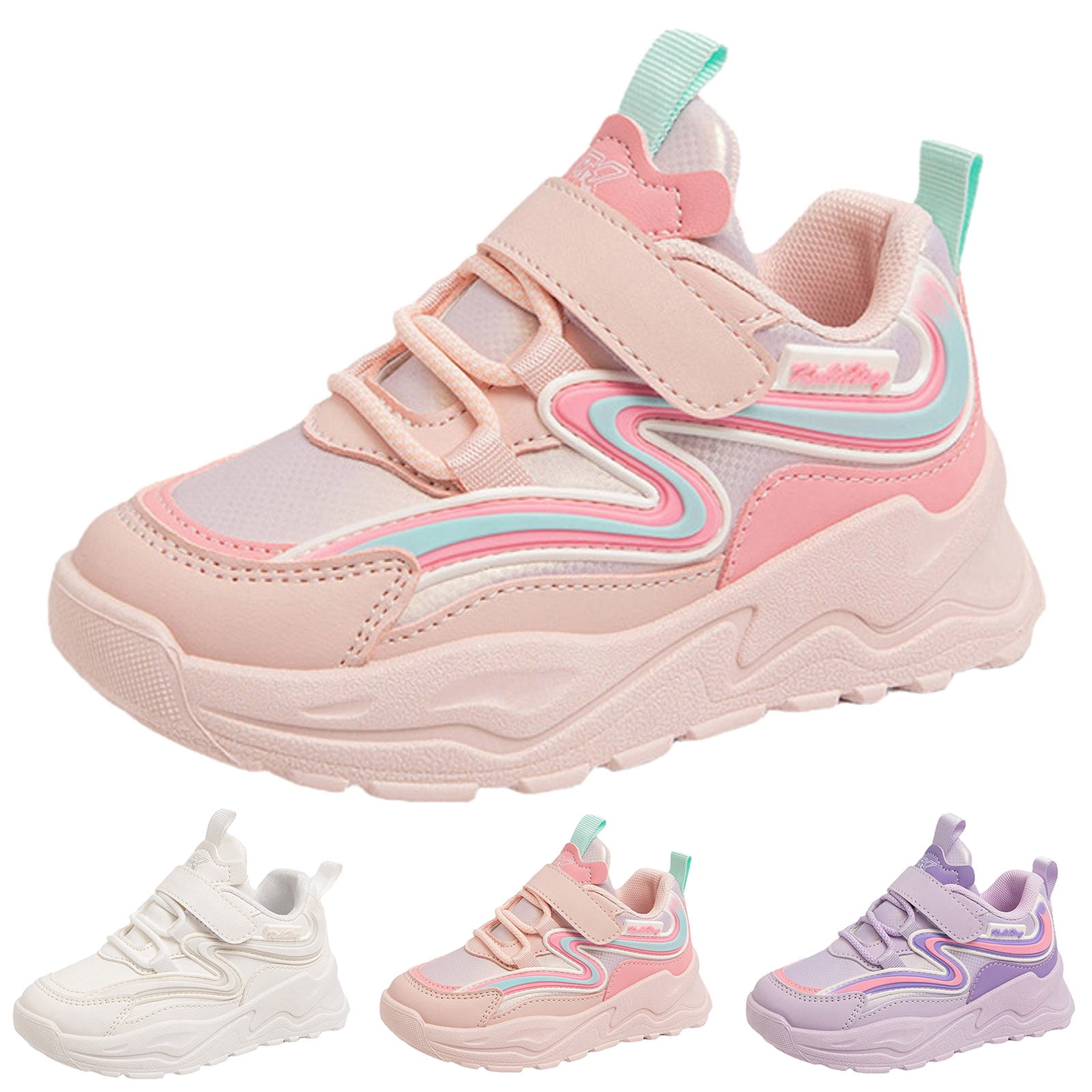 Big Kid Girls Shoes Rainbow Shoes Girls Sports Shoes Fashionable New Pattern Simple Solid Color Four Seasons Casual Flat Bottom Thick Bottom Female