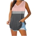 thumbnail image 1 of Timegard Workout Tank Tops for Women V Neck Color Block Sleeveless Shirts Casual Sports Running Blouses, 1 of 7