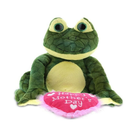 DolliBu Happy Mother's Day Stuffed Animal, Heart Message for Best Mommy, Grandma, Wife, Step Mom, Mama - Cute Soft Adorable Sentiment Plush Teddy Bear - Surprise Gift Present Arrangement - Squat Frog