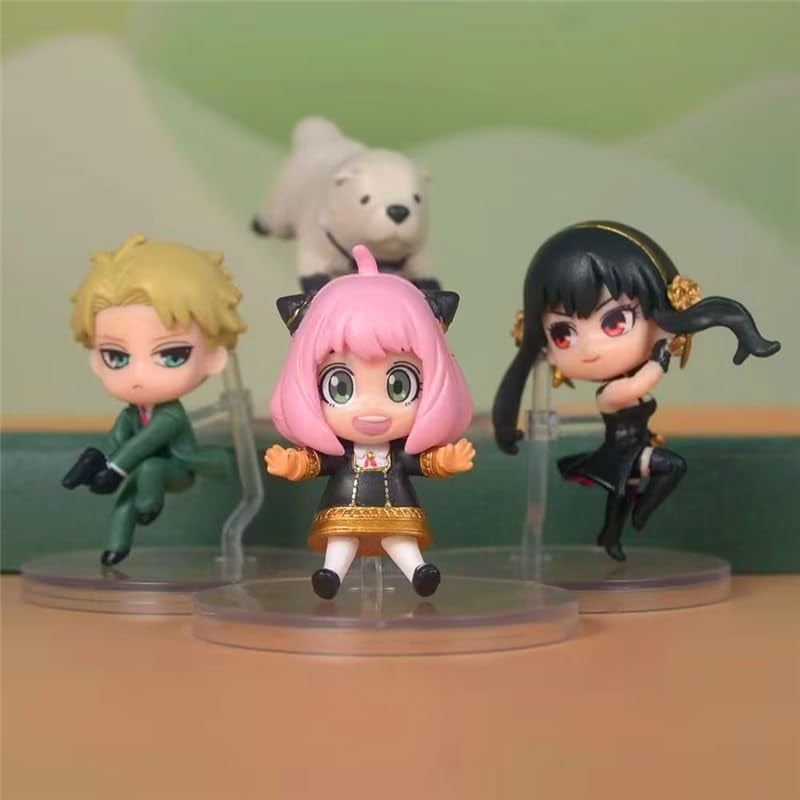 Newly Anya Yor Figure Bond Fuder Figure Loid Forger Figure Jumping Q Version Action Figures 6cm/2.4inch Handmade PVC Anime Collectible Craft Gift