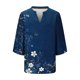 thumbnail image 5 of TaTaai Women's Roll Tab Sleeve Blouse, Printed V Neck Shirt, Linen Look Three Quarter Top for Casual Summer Gift, 5 of 5
