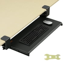 VEVOR Clamp on Keyboard Tray Under Desk, Desk Keyboard Tray Slide out with Sturdy No-drill C Clamp Mount, Large 26.8 x 11 inch Slide-out Computer Drawer for Typing in Home, Office Work