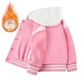 thumbnail image 2 of Coerni Boys Fleece Hooded Varsity Jacket Kids Color Block Button Down Baseball Coat Fall Winter Warm Handsome Streetwear Outerwear with Pockets, 2 of 5