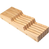 Rubberwood Universal Knife Block, Kitchen Knife Drawer Organizer In-Drawer Knife Holder for 12 Knives (Not Included), Space Saver Knives Storage