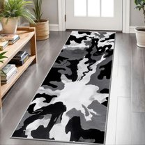 2x6 FT Kitchen Runner Rugs Non Skid Washable, Faux Wool Rug Runners for Hallways Bathroom Carpet Runner, Soft Indoor Modern Floor Rug for Entryway Laundry Room