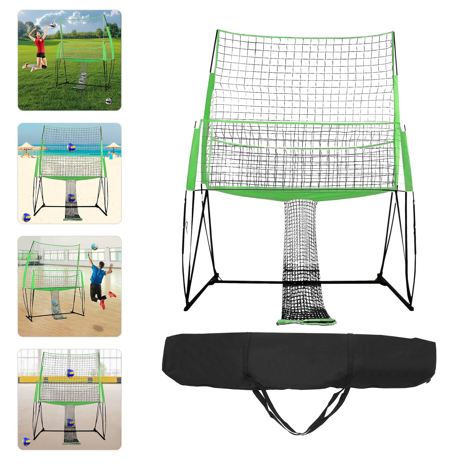 ToppiJoy 8*11ft Volleyball Training Equipment Net, Volleyball Spike Trainer for Indoor and Outdoor, 4 Adjustable Heights & Portable Carry Bag for Team and Solo Training(Green)