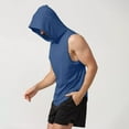 thumbnail image 5 of Men's Workout Hooded Tank Tops Sleeveless Gym Tank Top Hoodie Men Bodybuilding Muscle Cut Off Vest Navy L, 5 of 5