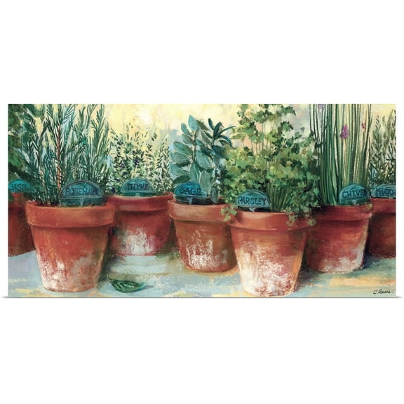 Great BIG Canvas | Rolled Carol Rowan Poster Print entitled Potted Herbs II