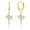 Gold Crown Cross, variant on Gold Tone Huggie Hoop Earrings with CZ Cross Charm Dangle, Religious Christian Jewelry Gifts