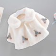 thumbnail image 5 of Owordtank Toddler Girls Faux Fur Coat Cute Cartoon Embroidery Lapel Button Plush Warm Winter Outerwear, 5 of 6