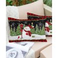 thumbnail image 6 of Red Christmas Throw Pillow Cover,Snowman Pine Tree Snowflake Black Xmas Plaid Rectangle Decorative Pillow Case Protector Soft Cushion Cover Lumbar Pillowcase for Couch Sofa Bedroom Decor 20x26 Inch, 6 of 8