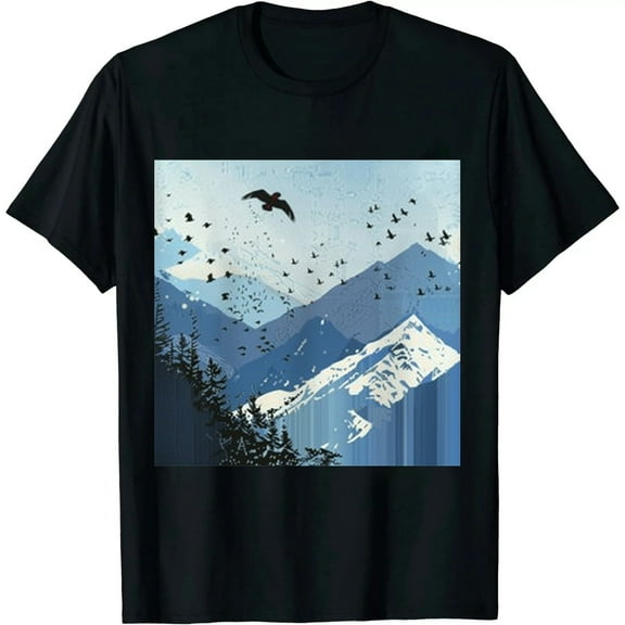 Qinduosi Men's T-Shirt Graphic Print Round Neck Short Sleeve T Shirt Cool Design Tee Black