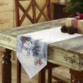 thumbnail image 3 of Table Runner Dresser Scarves Christmas Winter Snowman Pine Tree Cotton Linen Burlap Table Cover Gold Snowflake on White Table Runners for Family Kitchen Dining Holiday Party Banquet Decor, 3 of 5