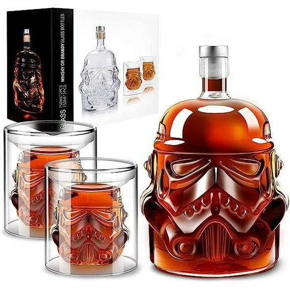 Whiskey Decanter Set Transparent Creative with 2 150ml Glasses, Whiskey Carafe for Brandy,Scotch,Vodka,Gifts for Dad,Husband,Boyfriend