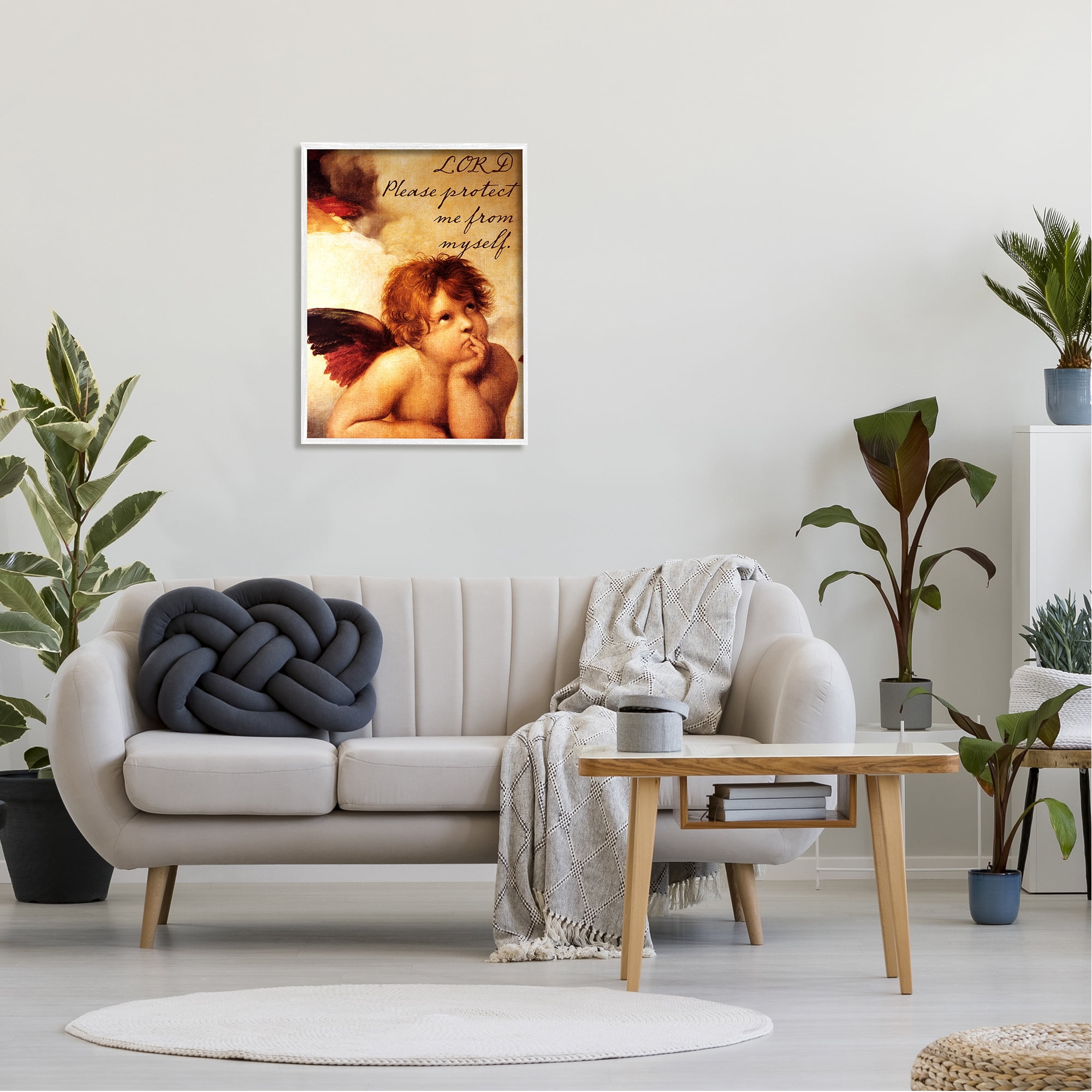 Stupell Industries Lord Protect Me Quote Traditional Angel Design , 24 x 30, Design by Mindy Sommers
