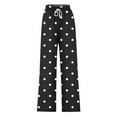 thumbnail image 4 of Olyvenn Women's Lounge Pants, Straight-Leg Loose Pajama Pants for Women Polka Dot Flowy Wide Leg Palazzo Trousers with Pockets Black 6, 4 of 4