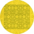 thumbnail image 1 of Ahgly Company Machine Washable Indoor Round Oriental Yellow Traditional Area Rugs, 5' Round, 1 of 4