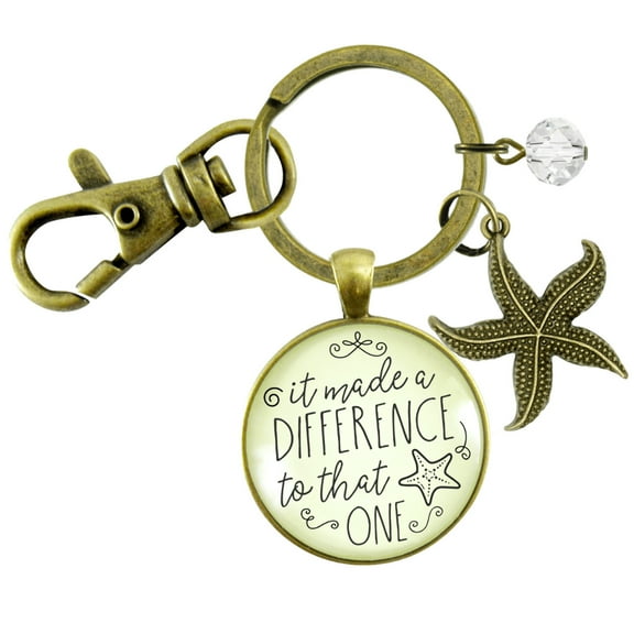 Starfish Gutsy Goodness Bronze Metal Keychain It Made Difference Teacher Gift Adult Female Jewelry