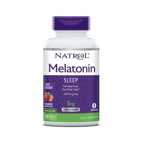Melatonin 5mg Time Release - Natrol Melatonin Fast Dissolve Tablets, Strawberry flavor, 5mg, 150 Count