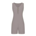 thumbnail image 6 of Rompers for Women Snoarin Plus Size Sexy Button V-Neck Sleeveless Loose Fit Wide Leg Overalls Jumpers with Pockets, 6 of 8