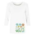 thumbnail image 4 of Charella Women's Floral Printed Tops 3/4 Sleeve Flower Graphic Tee Casual Loose Fit Crew Neck Shirts (XL, White 9), 4 of 4