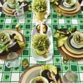 thumbnail image 3 of TRHOO-Waterproof Checkered Tablecloth for St Patrick's Day, 60 x 120 Inch - Fabric Rectangle Spring Table Cloth for Dining and Outdoor Picnic, Green and White Gingham, 3 of 3