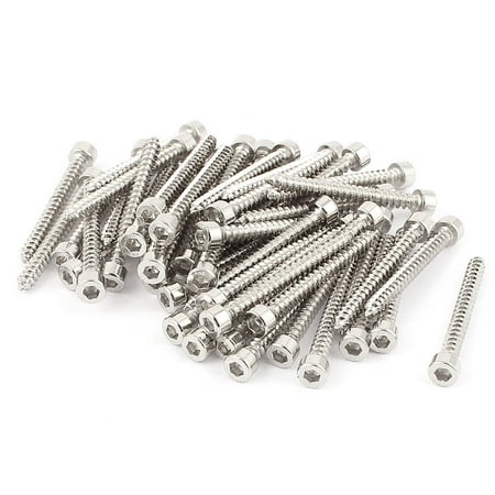

4mm x 40mm Threaded Nickel Plated Hex Head Self Tapping Screws 50 Pcs
