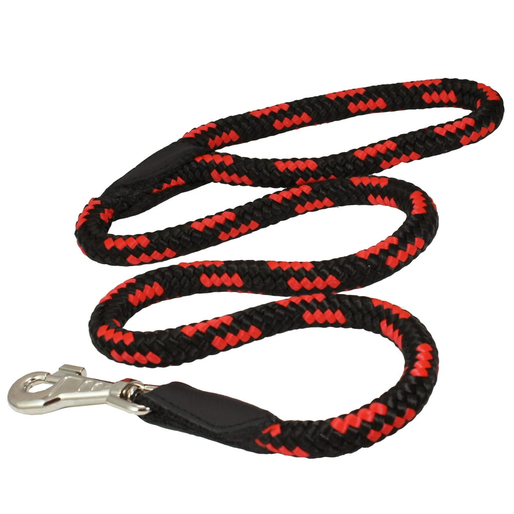 Dogs My Love 6ft Long Braided Rope Dog Leash Red with Black 6 Sizes ...