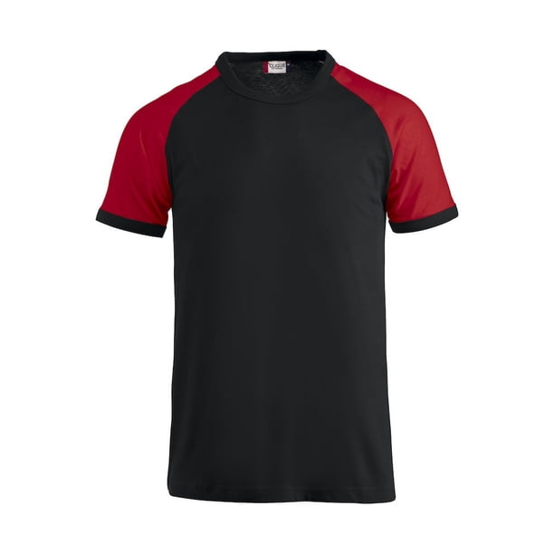 Clique - Camiseta Raglan para Adultos Unisex (Negro, Rojo)
