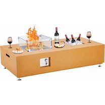 56" Outdoor Propane Fire Pit Table 50,000 BTU Steel Fire Pit with Wind Guard & Waterproof Cover, Convertible to Dining Table for Patio, Deck, Backyard, Yellow