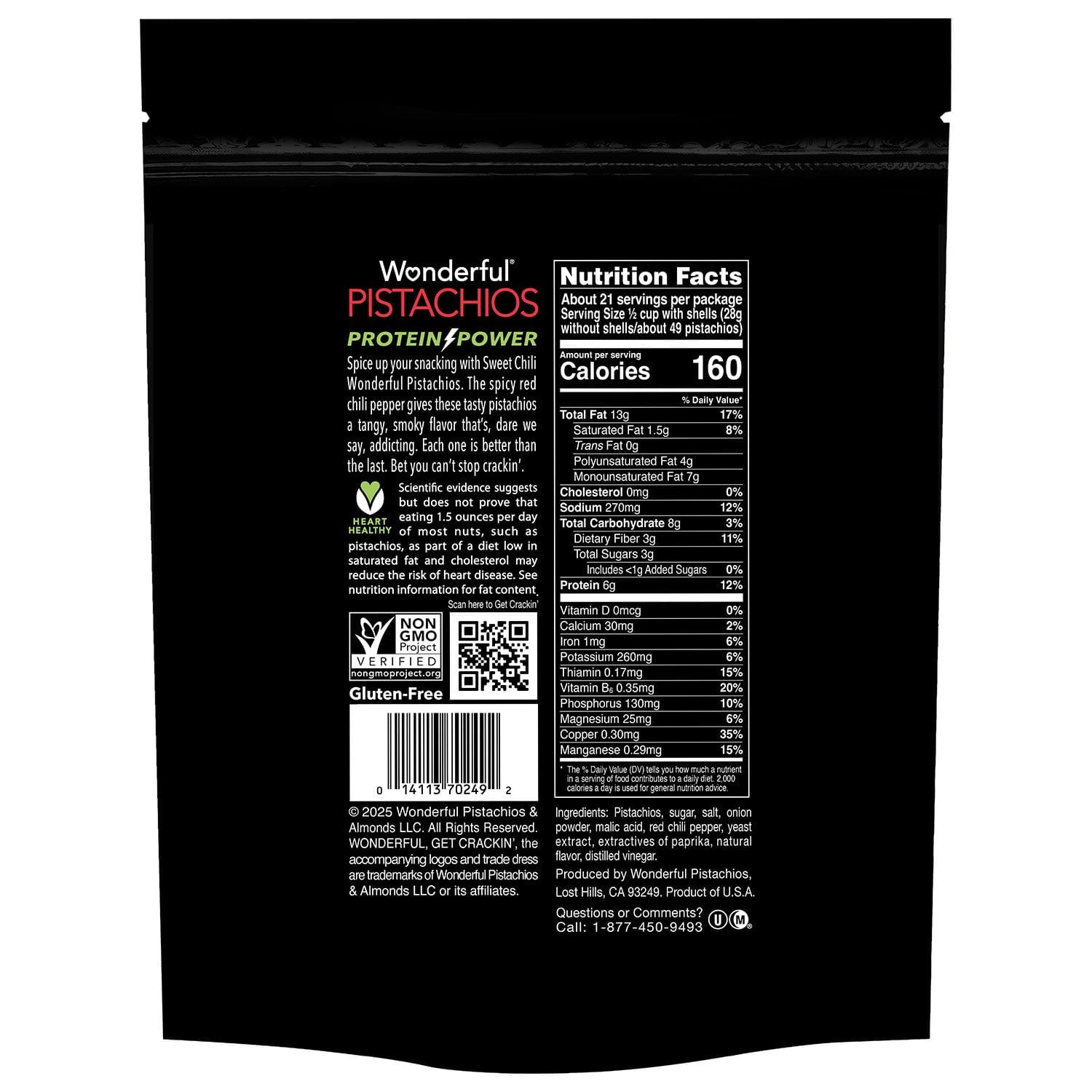 Wonderful Pistachios Sweet Chili, Bold Flavored Snack Nuts, 40 oz. With White Bowl By OMA