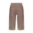 thumbnail image 4 of Huankd Bermuda Shorts For Women Linen Shorts Knee Length Elastic Waist Long Shorts Casual Summer Shorts Petite Capri Pants Dressy Beach Comfy Pull On Shorts With Pockets Light Brown 2XL, 4 of 8
