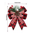 thumbnail image 6 of Dserhfy Christmas Burlap Plaid Bow with Pine Cones Pine Needles Large Buffalo Plaid Bow Xmas Wreath Checkered Bow for Holiday Crafts Home Party Tree Decor, 6 of 8